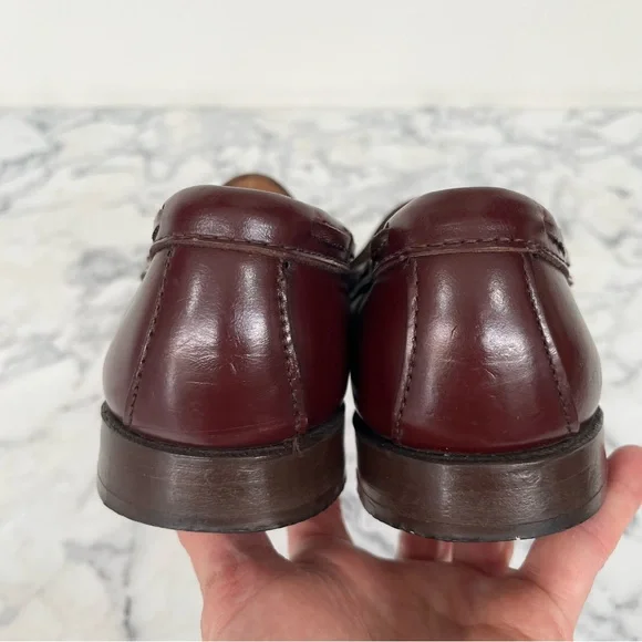 GH Bass Weejuns Classic Brown/Burgandy Leather Tassel Loafers Mens 10 D